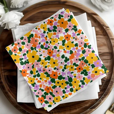 Vibrant Floral Patterned Paper Napkins Colorful Design