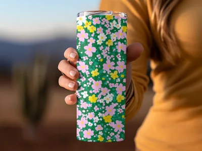 Vibrant Floral Pattern Green Tumbler for Every Occasion
