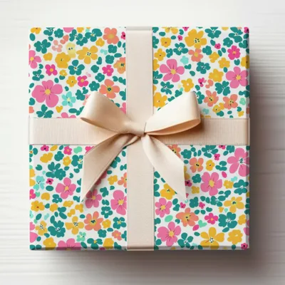 Vibrant Floral Gift Wrapped in Ribbon Gift product