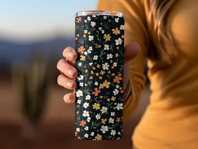 Floral Patterned Insulated Tumbler for Hot or Cold Drinks
