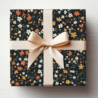 Floral Pattern Box with Ribbon Elegant Gift Packaging