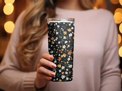 Charming Floral Print Insulated Travel Tumbler Cup