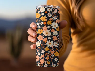 Floral Pattern Insulated Travel Tumbler Stylish Water Bottle