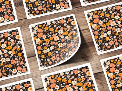 Vibrant Floral Pattern Square Sticker Sheets