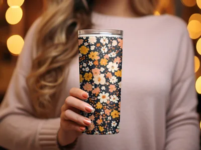 Bright Floral Patterned Insulated Tumbler Drinkware