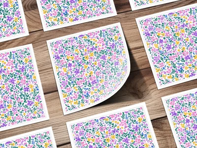 Colorful Floral Pattern Square Sticker Sheets