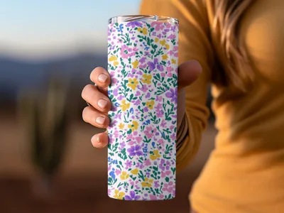 Floral Patterned Insulated Tumbler with Colorful Design