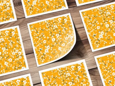 Vibrant Floral Pattern Orange and White Sticker Sheets