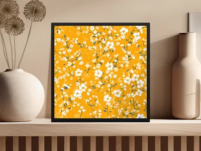 Vibrant Yellow Floral Art Print for Home Decor Product