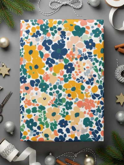 Colorful Floral Pattern Gift Wrap for Festive Occasion