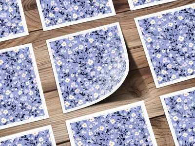 Floral Pattern Purple and White Stylish Sticker Sheets
