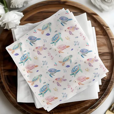 Colorful Sea Turtle Print Fabric Napkins Product
