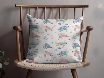 Colorful Sea Turtles and Fish Decorative Pillow Pa.