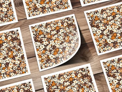 Vintage Floral Pattern Square Sticker Sheet Set
