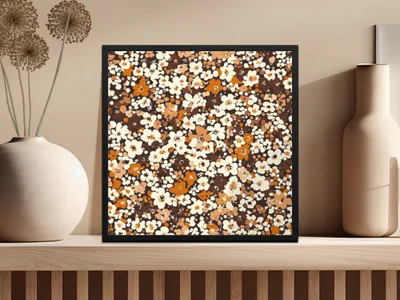 Warm Floral Pattern Framed Wall Art Decor