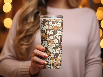 Floral Pattern Travel Tumbler for Hot and Cold Beverages