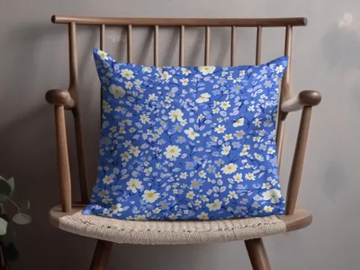 Blue Floral Pattern Decorative Throw Pillow product