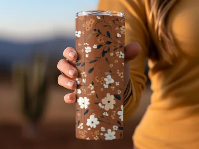 Floral Patterned Travel Tumbler for Beverages