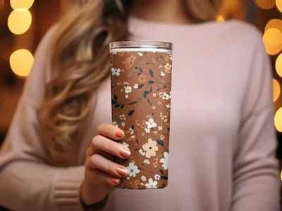 Floral Design Insulated Tumbler with Lid for Hot and Cold Drinks