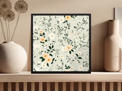 Elegant Floral Botanical Pattern Wall Art Print