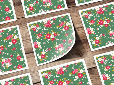 Vibrant Floral Pattern with Green Background Sticker