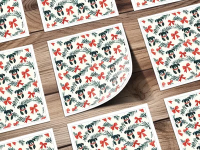 Dog Christmas Seamless Pattern, Puppy Digital Paper, Holiday Bows Jpeg, Repeating Dog Pattern, Festive Download, Animal Print, Xmas Digital - Moore and Mountain