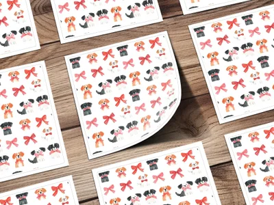 Dogs with Bows Pattern Adorable Puppies with Bow Ties Digital - Moore and Mountain