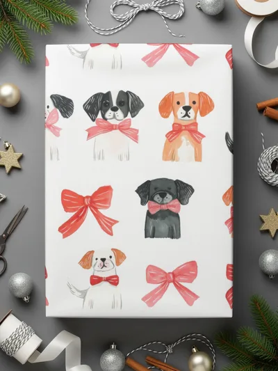 Dogs with Bows Pattern Adorable Puppies with Bow Ties Digital - Moore and Mountain