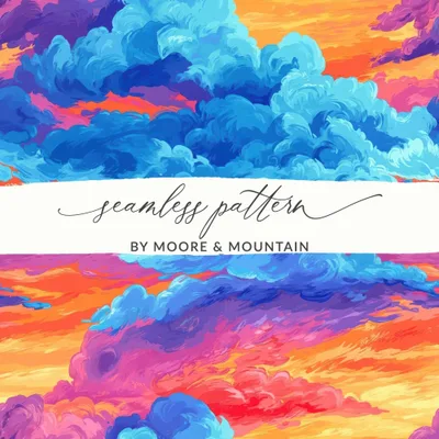 Dreamy Sky Digital Download, Abstract Clouds JPEG, Seamless Cloudscape Image, Fantasy Sky Texture, Colorful Sky Art Print, Clouds Digital