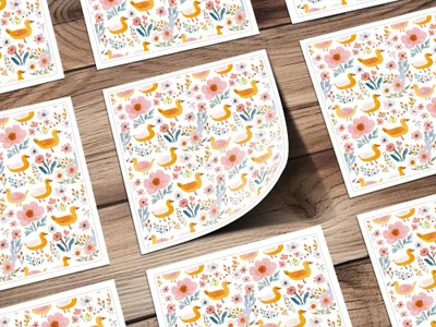 Duck Floral Seamless Pattern, Digital Download, Cute Ducklings, Flower Background, Kids Design, Fabric Design, Digital Paper - Moore and Mountain