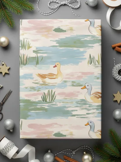 Duck Pond Digital Paper, Seamless Duck Pattern, Watercolor Style Print, Pond Life Design, Fabric Design, Nursery Art, Digital Download - Moore and Mountain