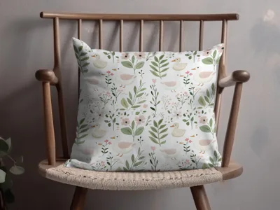 Whimsical Duck and Floral Print Decorative Cushion Pillow