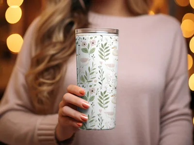 Duck and Botanical Pattern Insulated Tumbler Cup