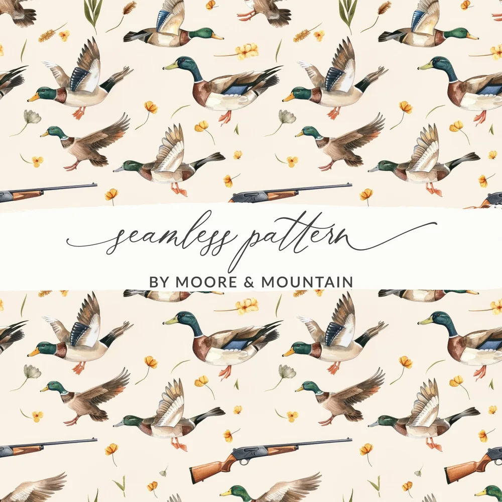 Seamless Ducks and Hunting Themed Pattern by Moore & Mountain