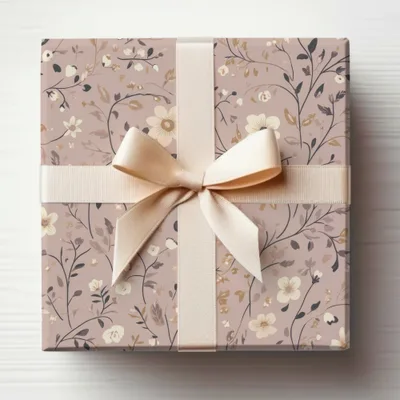 Elegant Floral Design Gift Box with Satin Ribbon