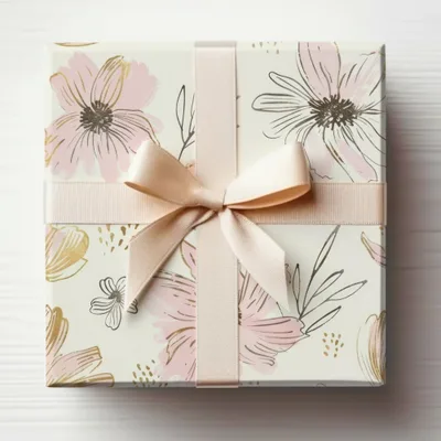Elegant Floral Gift Box with Satin Ribbon Design