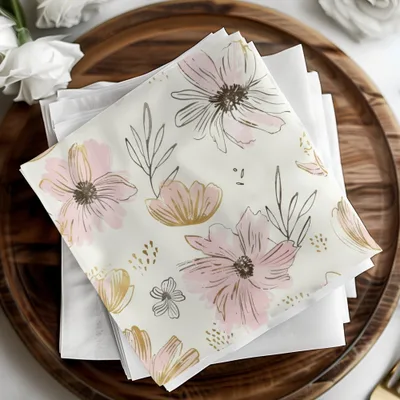 Beautiful Floral Pattern Design Napkin Set for Elegant Dining