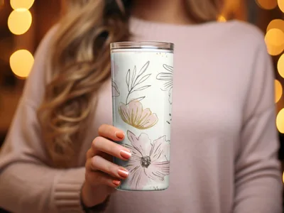Elegant Floral Design Insulated Travel Tumbler Product