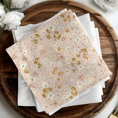 Delicate Floral Print with White Accents Square Fabric