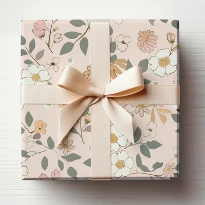 Elegant Floral Gift Box with Ribbon Packaging Design