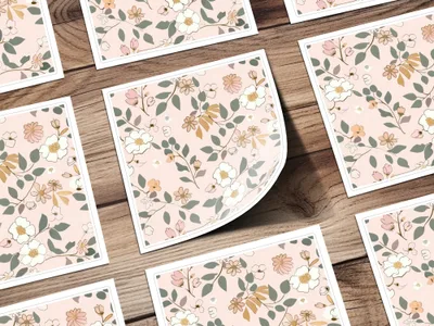 Floral Pattern Pink and White Greeting Card Products