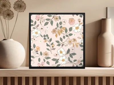 Pastel Floral Art Design in Elegant Black Frame product
