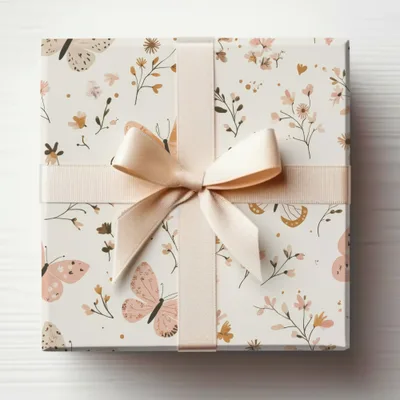 Elegant Floral and Butterfly Design Gift Wrapping Box