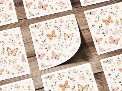 Beautiful Floral Butterfly Design Greeting Card Set