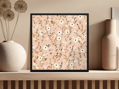 Elegant Floral Pattern Artwork in Square Frame Wall Art