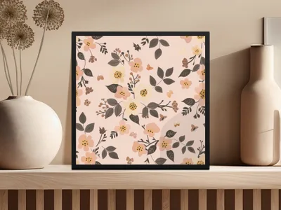 Floral Pattern Wall Art with Yellow and Pink Flowers