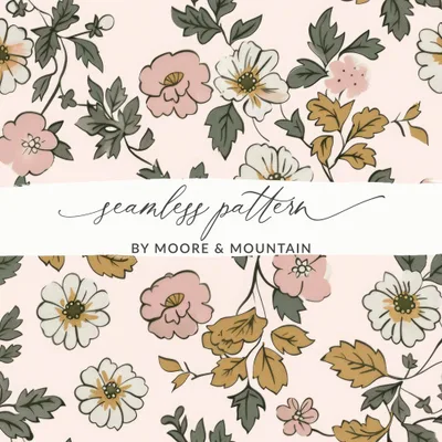Dusty Pink Modern Wildflower Seamless Pattern Design