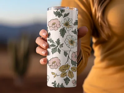 Floral Patterned Insulated Travel Tumbler Cup product