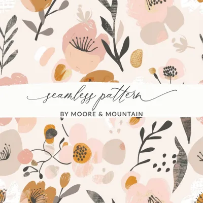 Dusty Pink Modern Wildflower Seamless Pattern Design Digital