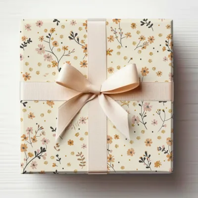 Floral Pattern Gift Box with Ribbon Bow